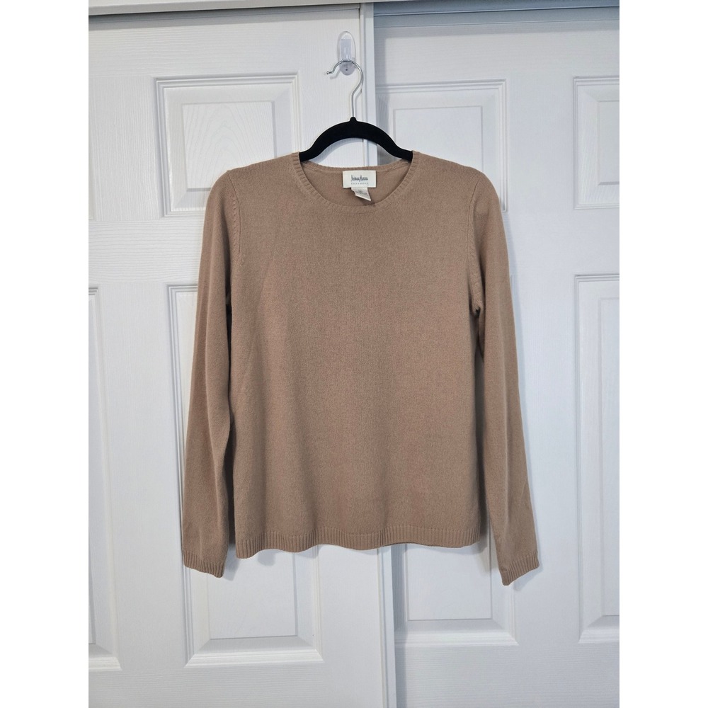 Neiman Marcus Cashmere Sweater Mens Medium Camel Tan Crewneck Long Sleeve Knit